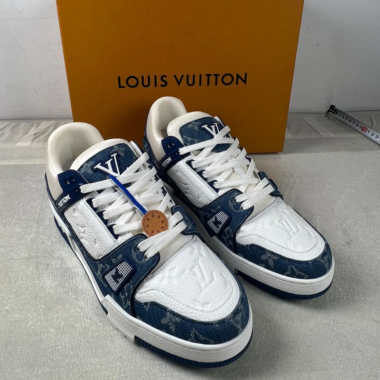 Louis Vuitton Trainer Sneaker Monogram Canvas Blue Virgil Abloh - Image 3