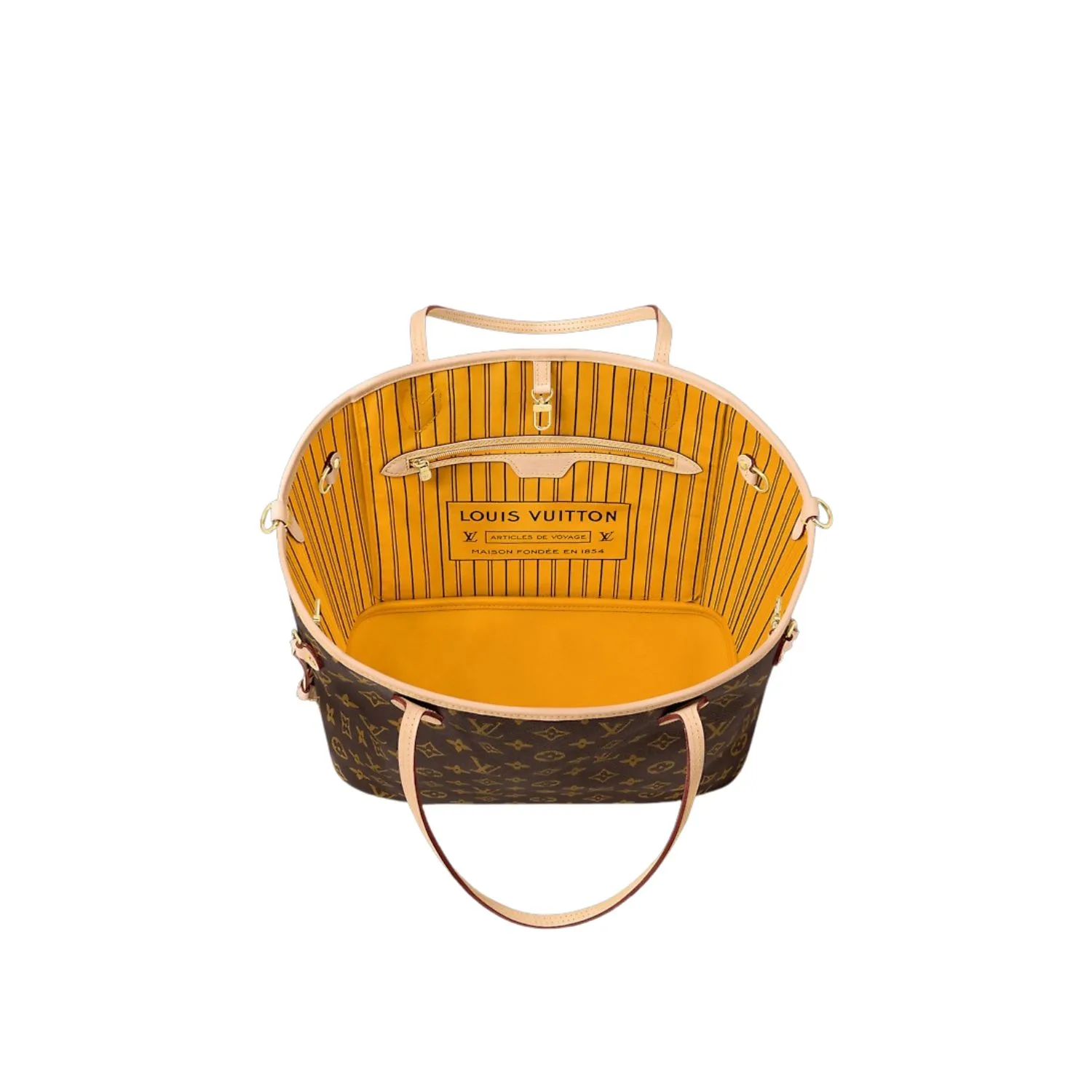 Louis Vuitton Neverfull Bandouliere Inside Out MM Tote Bag Jaune Gold Hardware - Image 6