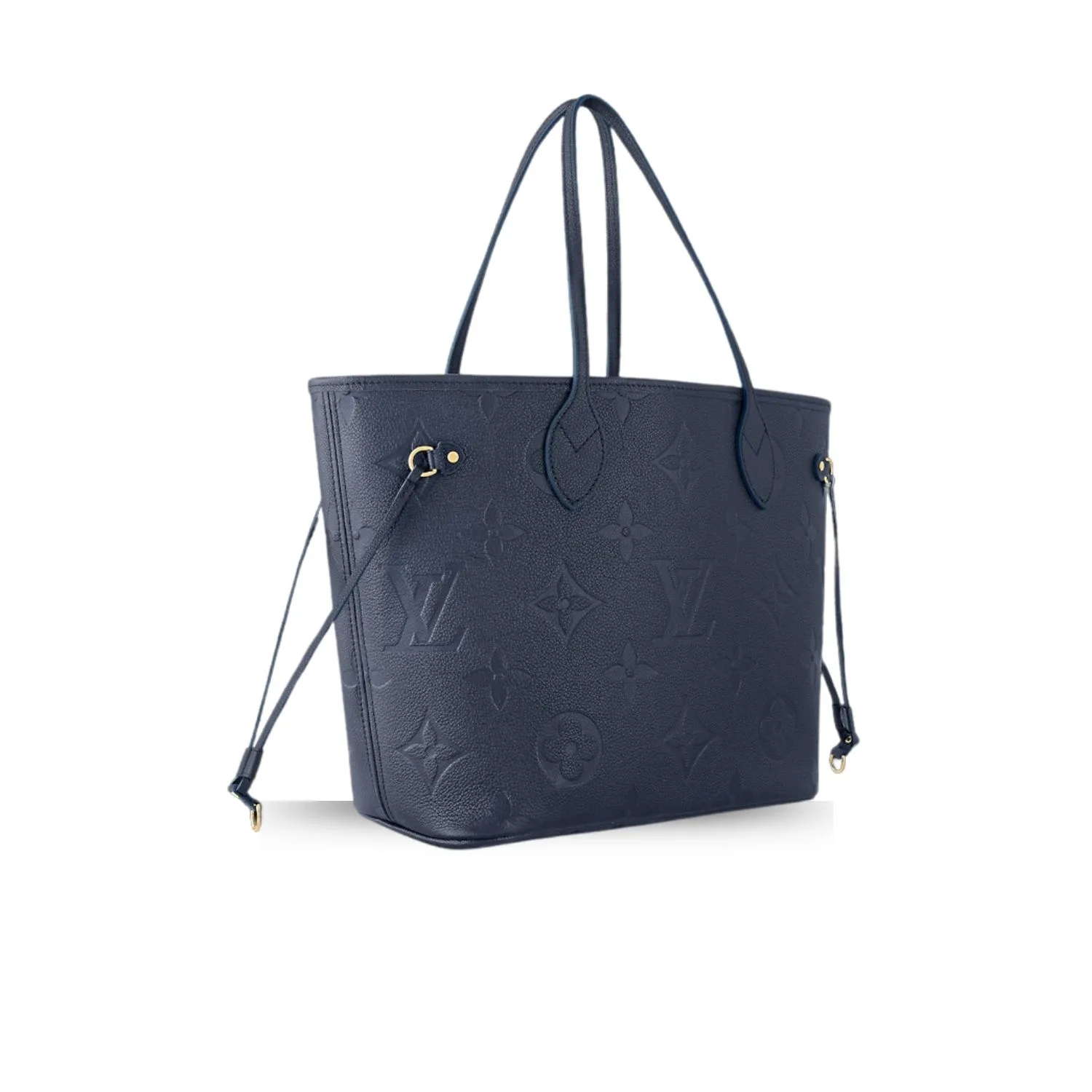 Louis Vuitton Neverfull MM Tote Bag / Navy Blue Monogram Empreinte Gold Hardware - Image 4