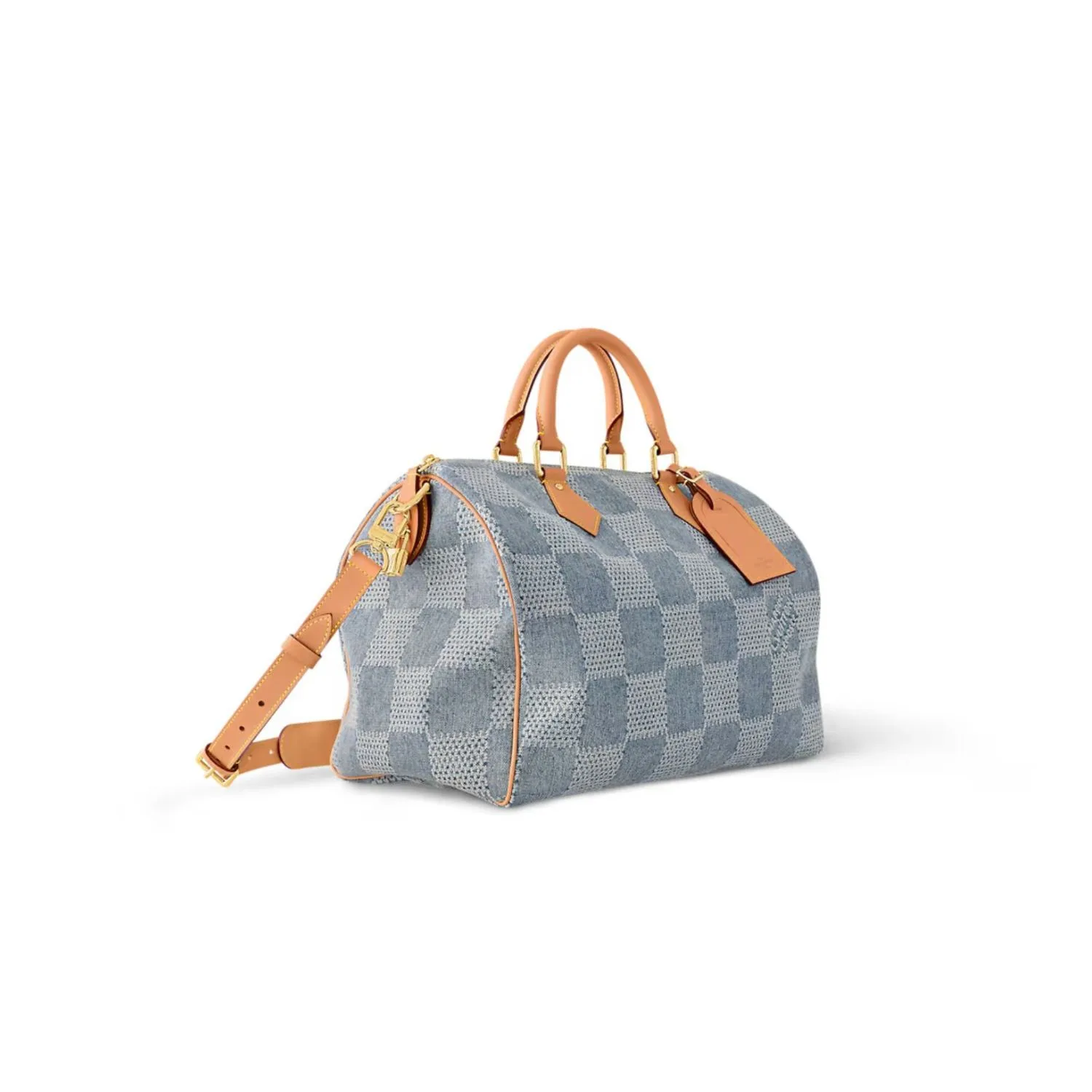 Louis Vuitton Speedy 40 Bandouliere Top Handle Bag / Blue Denim Gold Hardware - Image 4