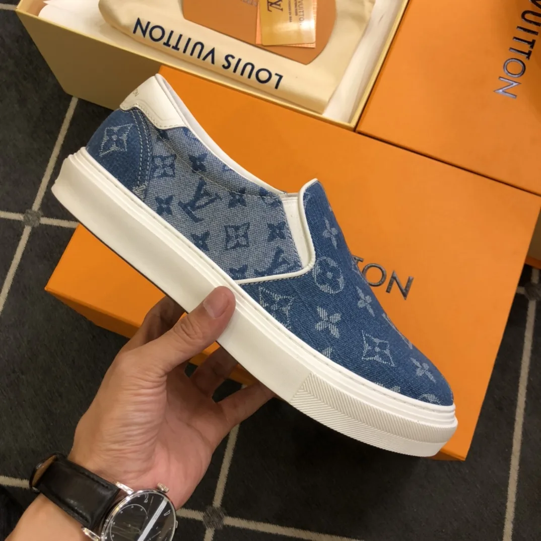 Louis Vuitton LV Slip On Sneakers Blue - Image 4