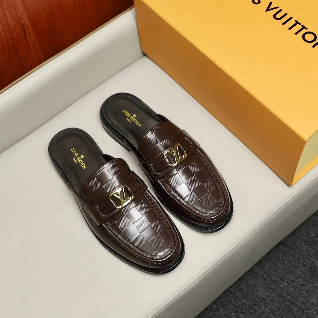 Louis Vuitton Major Open Back With Square Pattern Loafer Brown - Image 4