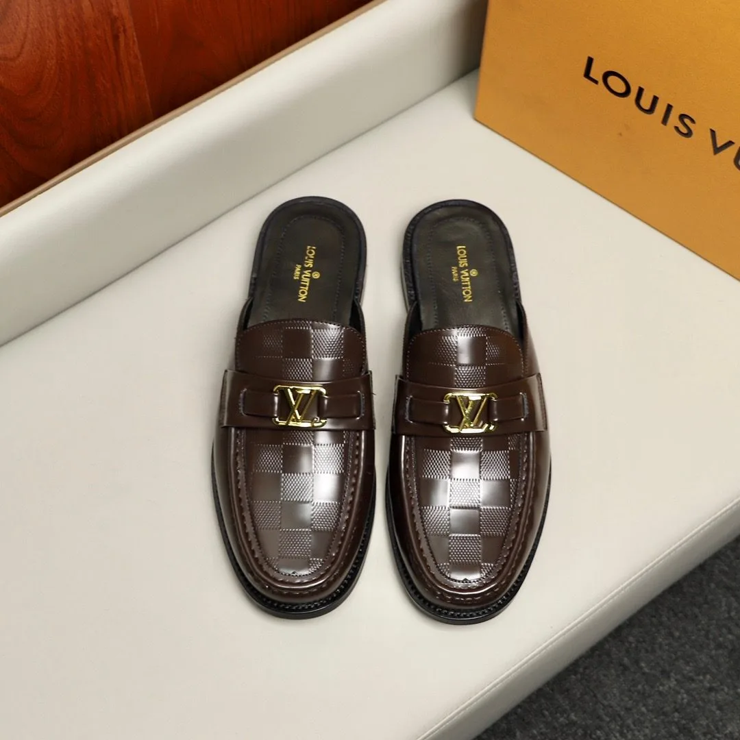 Louis Vuitton Major Open Back With Square Pattern Loafer Brown - Image 5