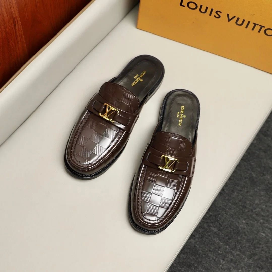 Louis Vuitton Major Open Back With Square Pattern Loafer Brown - Image 6