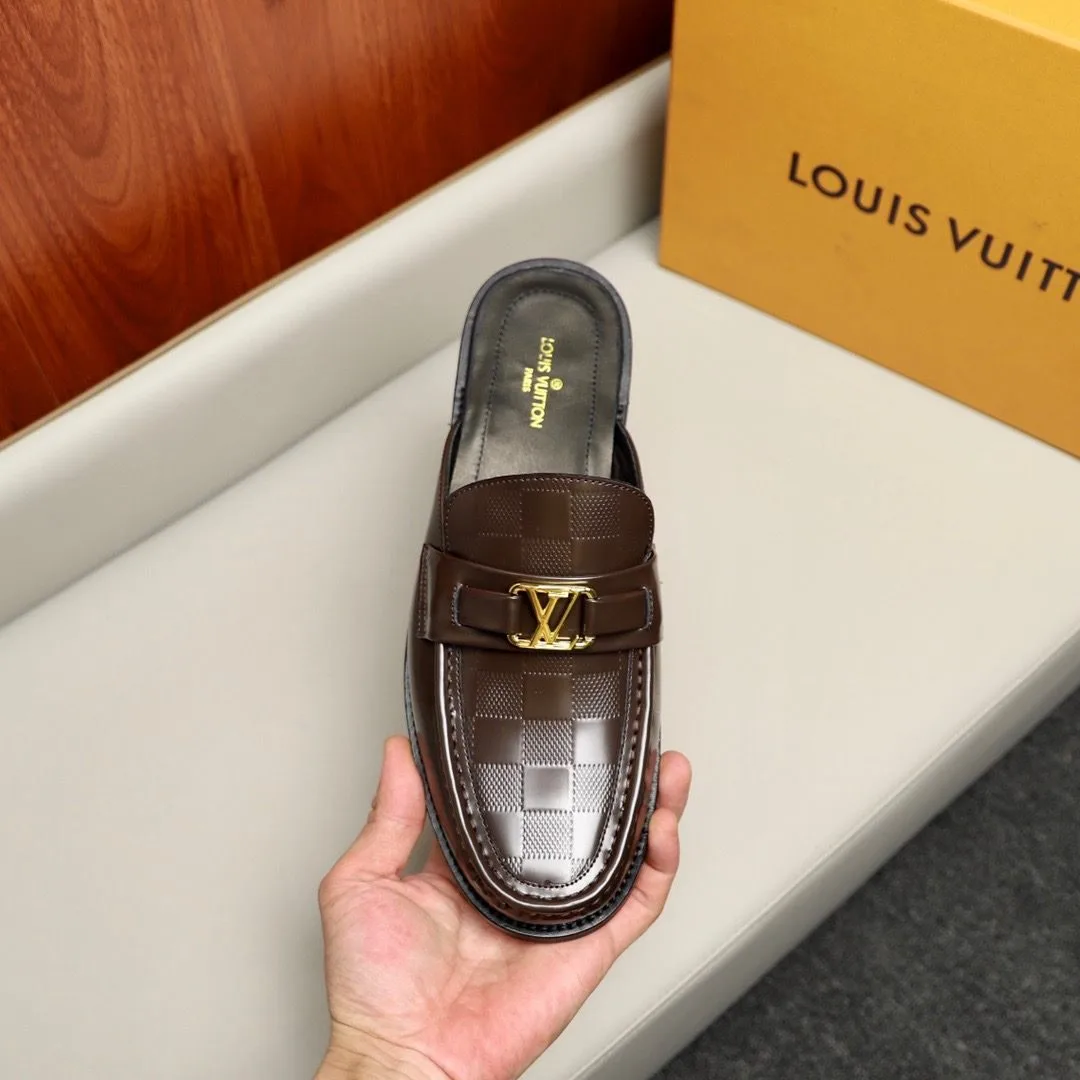 Louis Vuitton Major Open Back With Square Pattern Loafer Brown - Image 9