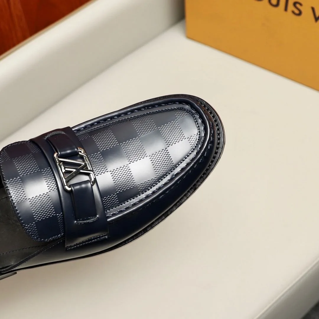 Louis Vuitton Major Open Back With Square Pattern Loafer Dark Blue - Image 3