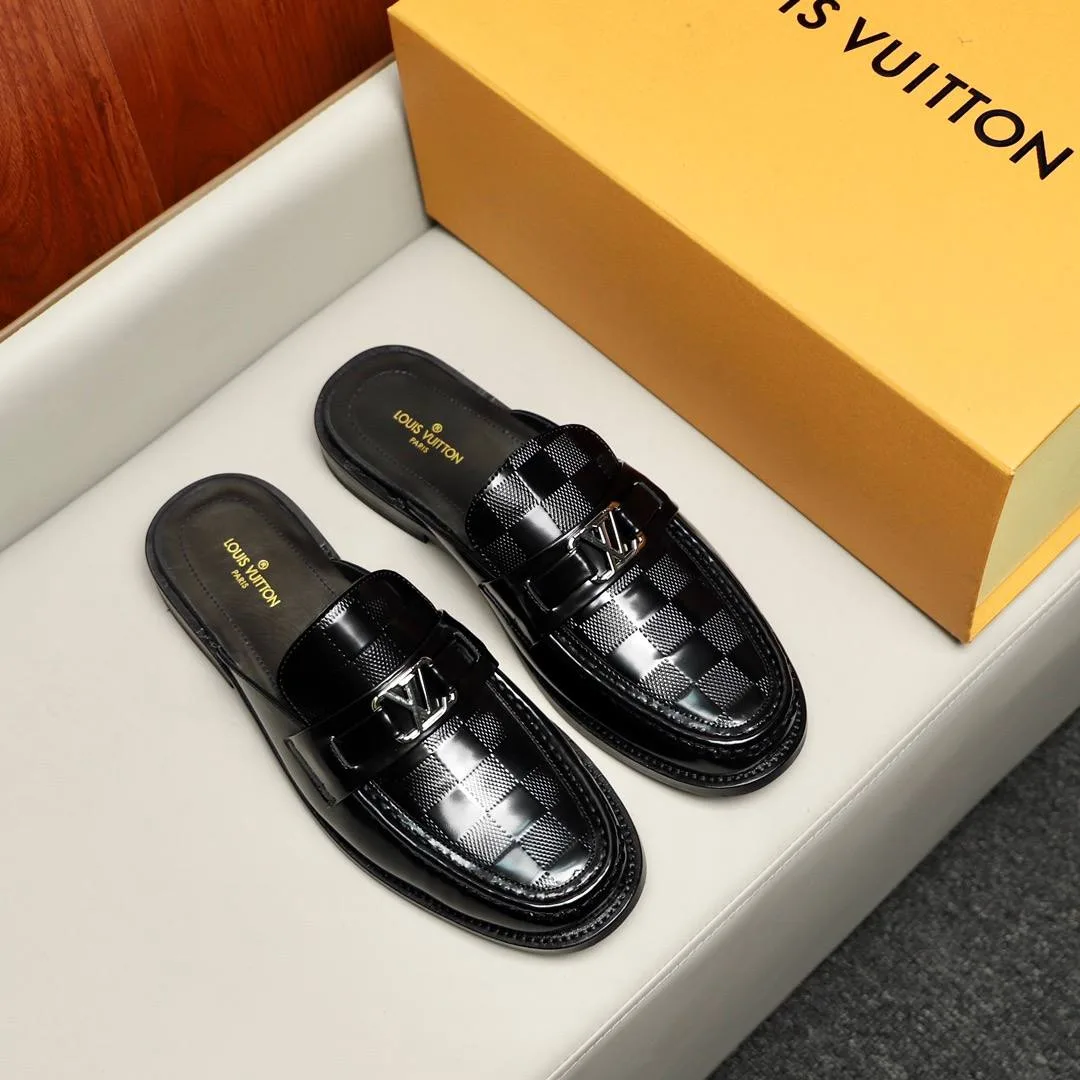 Louis Vuitton Major Open Back With Square Pattern Loafer Black - Image 3
