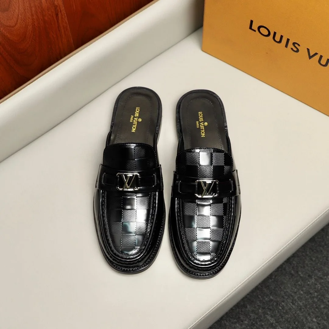 Louis Vuitton Major Open Back With Square Pattern Loafer Black - Image 4