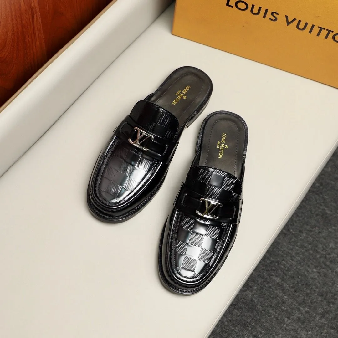 Louis Vuitton Major Open Back With Square Pattern Loafer Black - Image 8