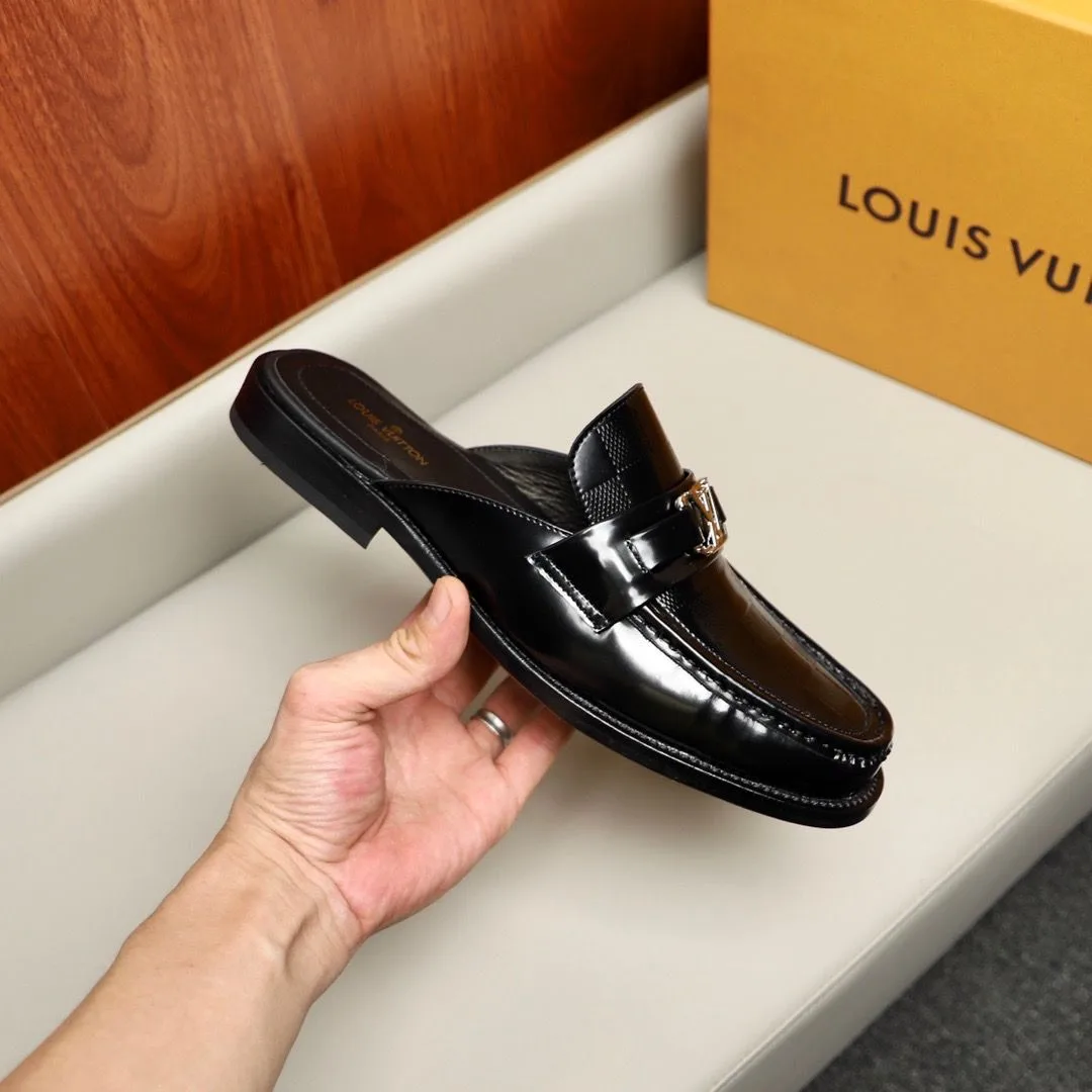 Louis Vuitton Major Open Back With Square Pattern Loafer Black - Image 6