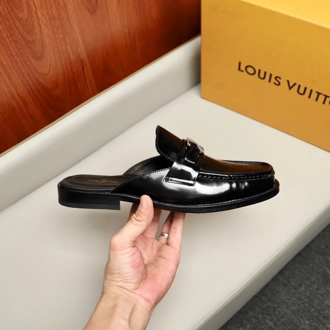 Louis Vuitton Major Open Back With Square Pattern Loafer Black - Image 5
