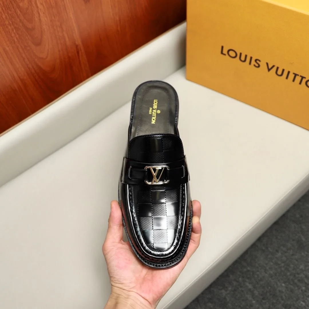 Louis Vuitton Major Open Back With Square Pattern Loafer Black - Image 9