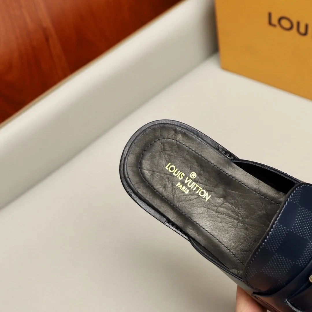 Louis Vuitton Major Open Back With Square Pattern Loafer Dark Blue - Image 10