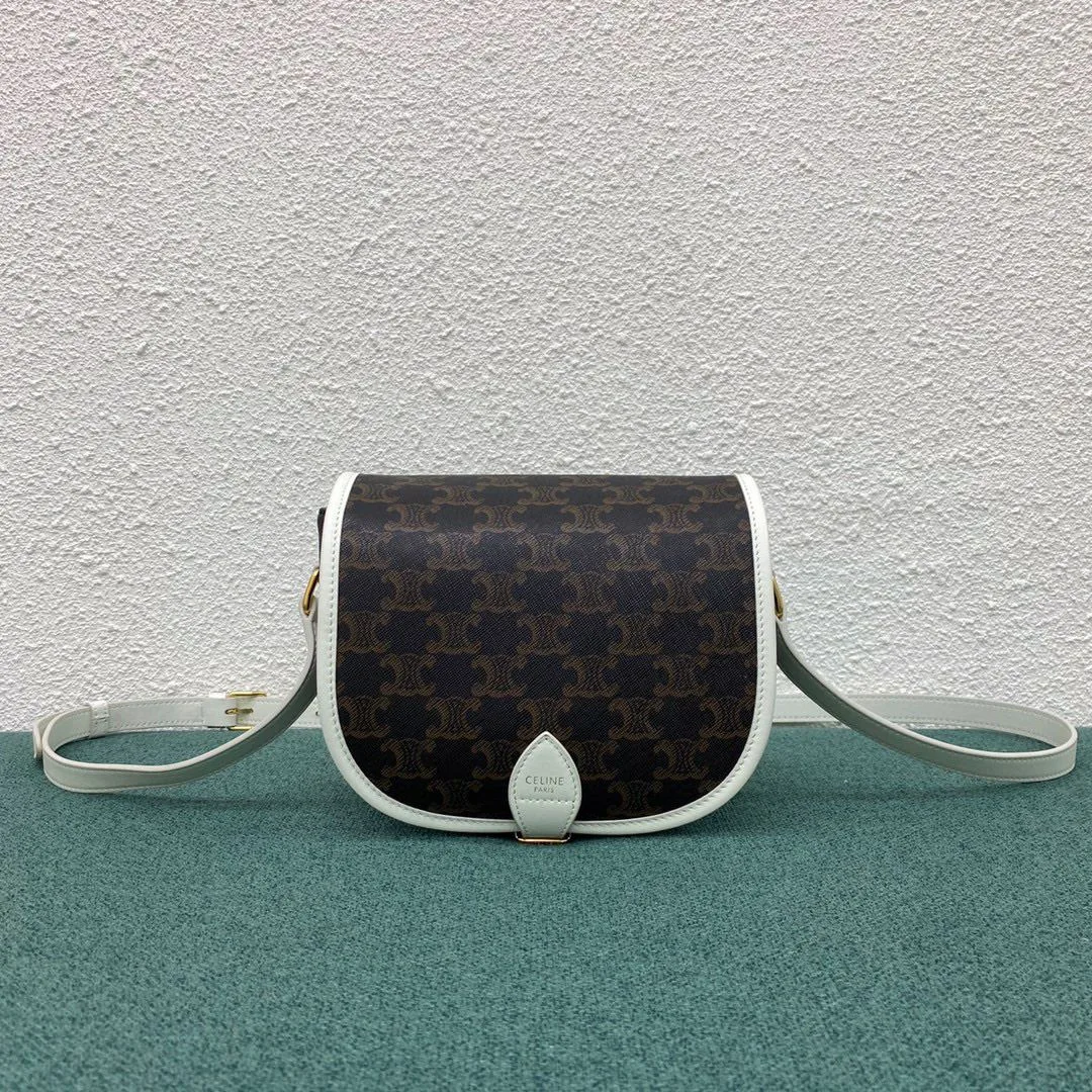 Celine Medium Folco Bag In Triomphe Canvas With Celine Print Black And White / - Image 5