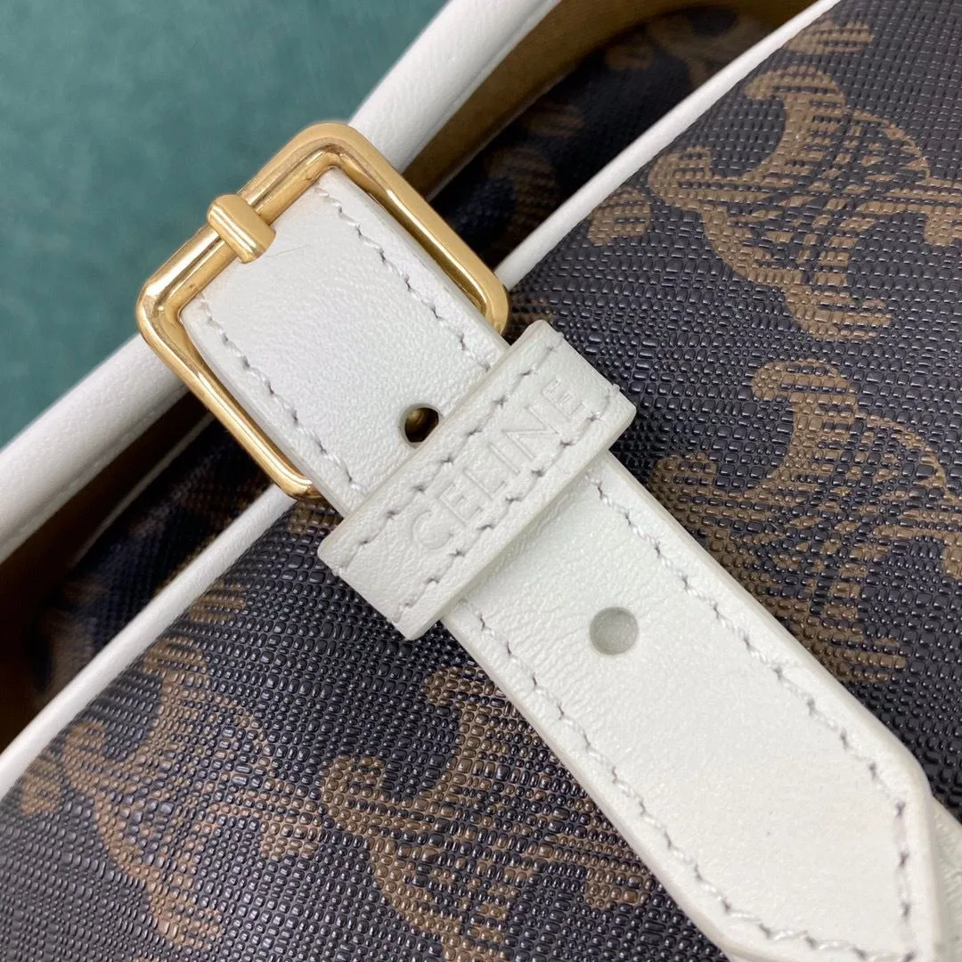 Alternative view of Celine Medium Folco Bag In Triomphe Canvas With Celine Print Black And White /