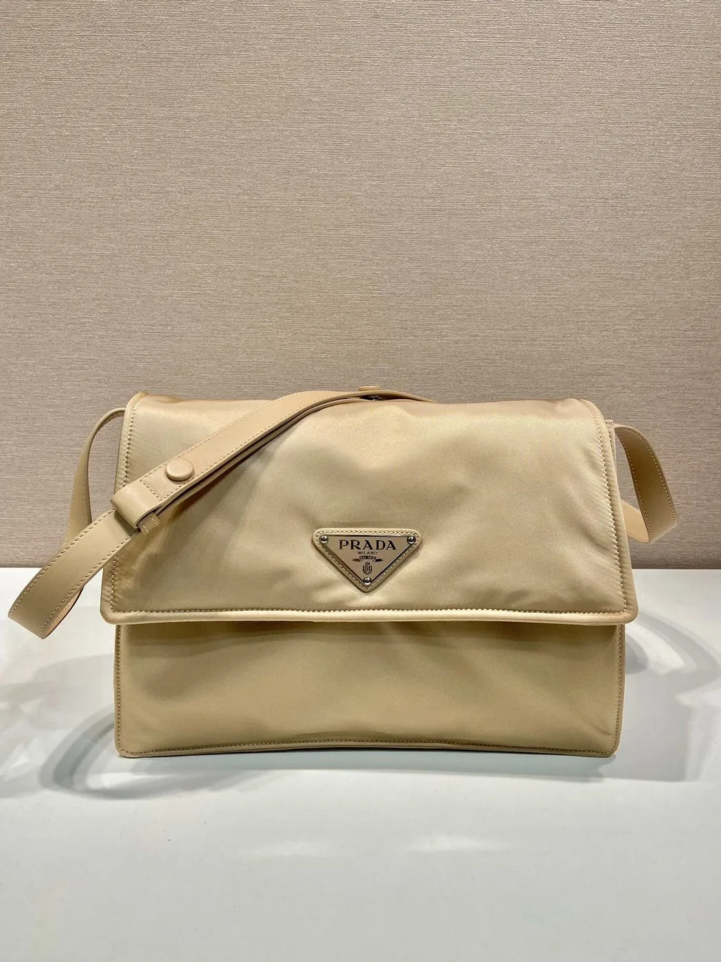 Prada Medium Padded Shoulder Bag In Beige / - Image 5