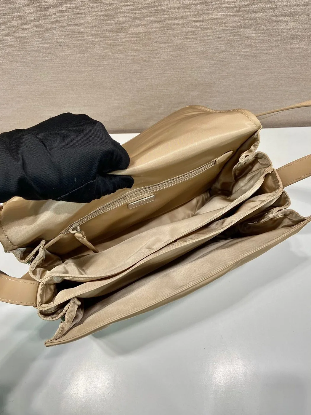 Prada Medium Padded Shoulder Bag In Beige / - Image 4