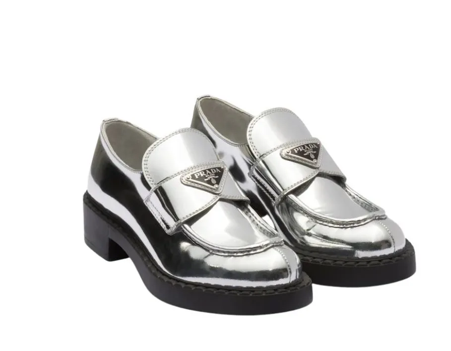 Prada Metallic Loafers