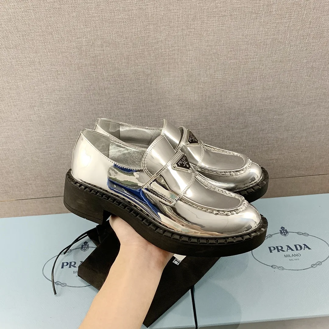 Prada Metallic Loafers Sliver Tone / 1D246M_3AU1_F0118_F_B050 - Image 4