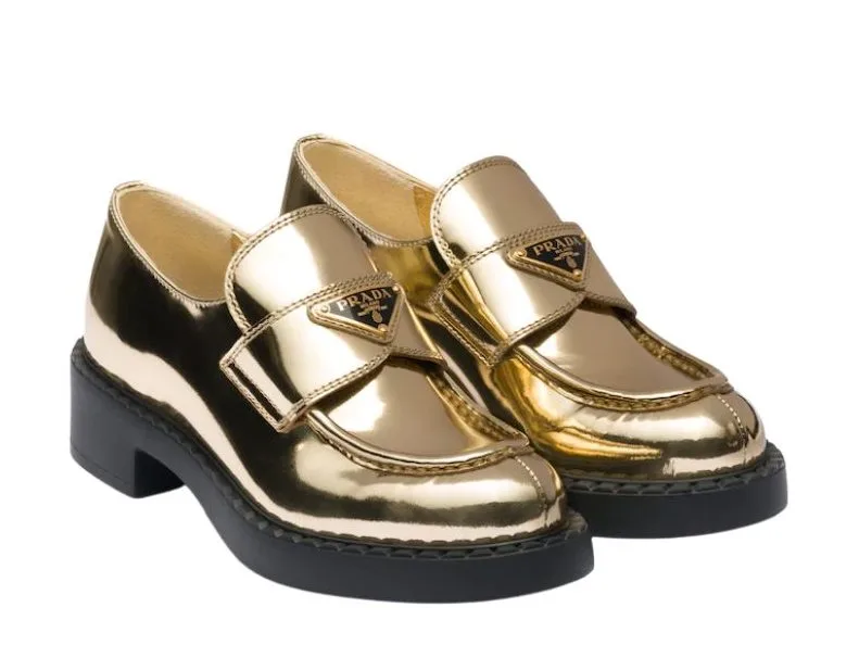 Prada Metallic Loafers
