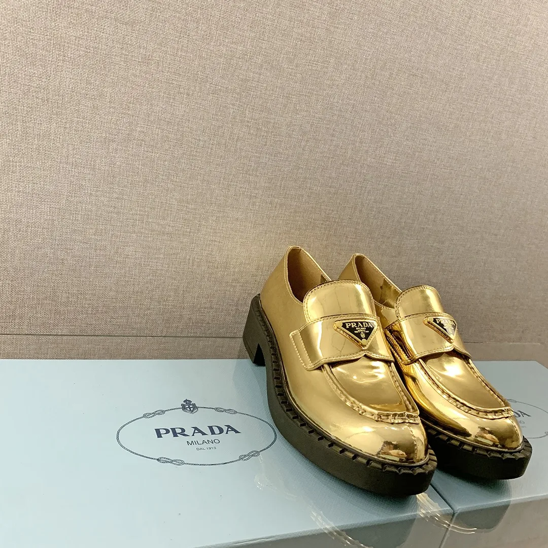 Alternative view of Prada Metallic Loafers Gold Tone / 1D246M_3AU1_F0522_F_B050