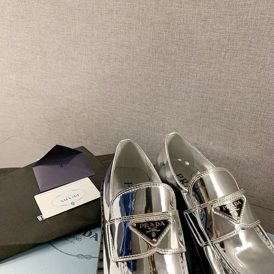 Alternative view of Prada Metallic Loafers Sliver Tone / 1D246M_3AU1_F0118_F_B050