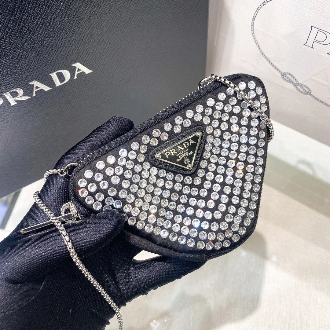 Alternative view of Prada Prada Mini- Pouch With Artificial Crystals Bag Black / 1NR005_2AWL_F0T7O