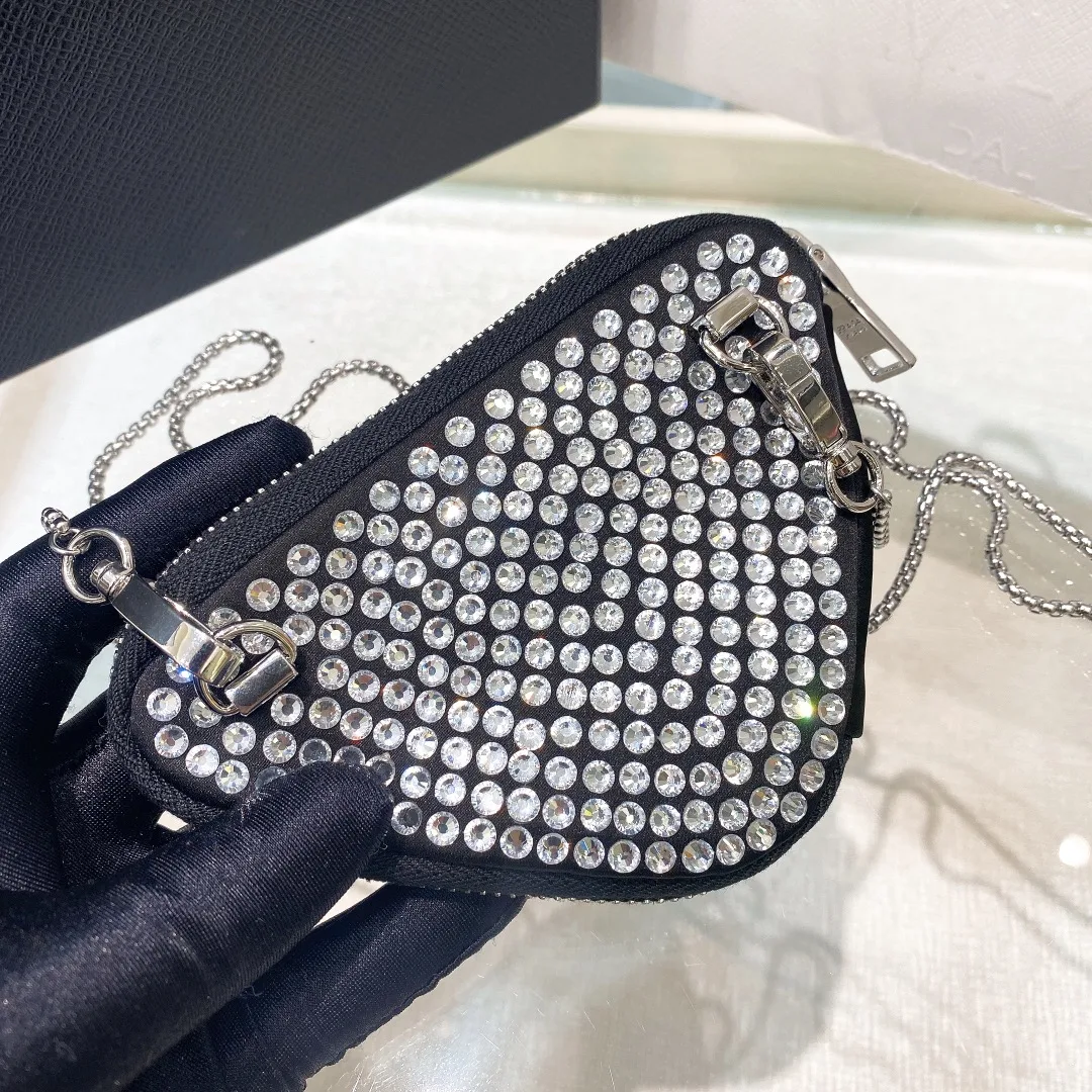 Prada Prada Mini- Pouch With Artificial Crystals Bag Black / 1NR005_2AWL_F0T7O - Image 3