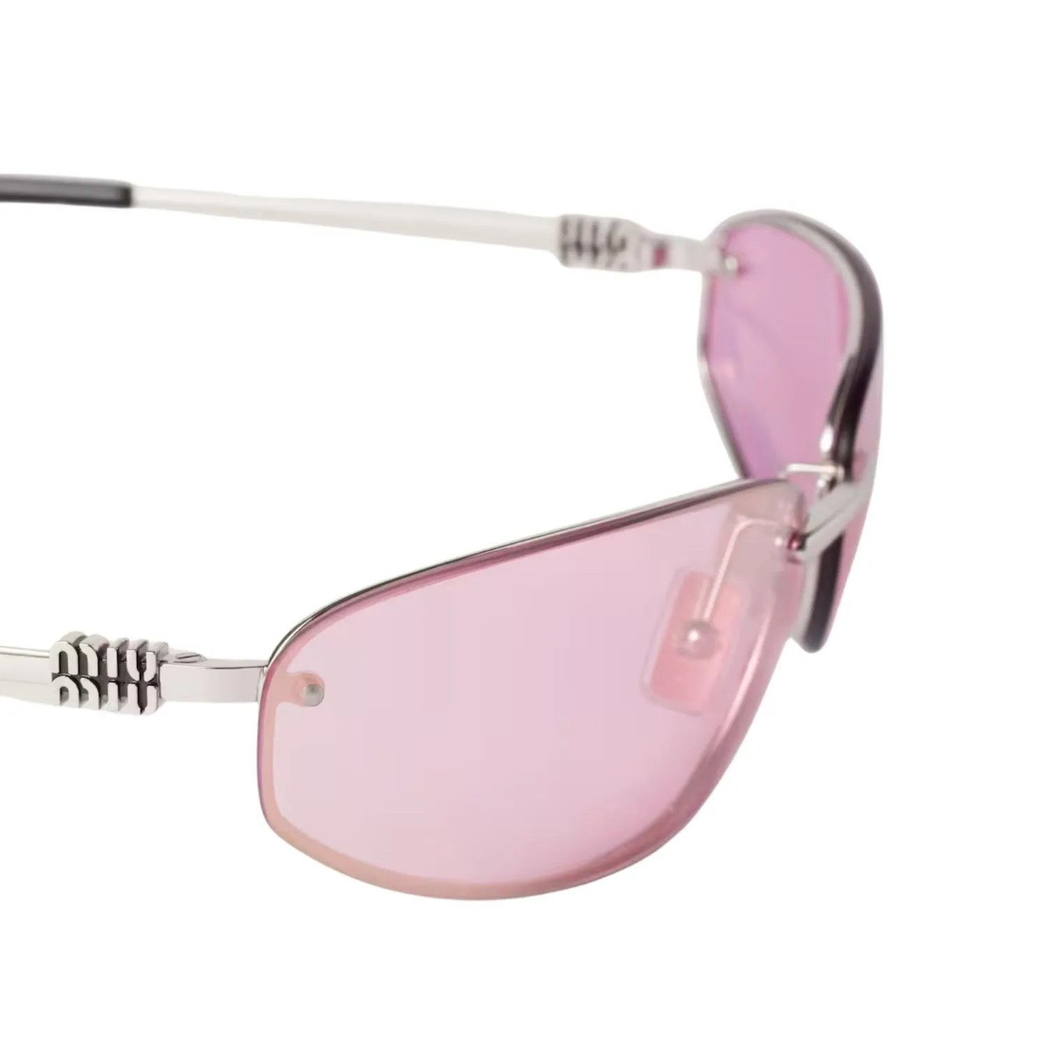 Miu Miu Rimless Aviator Sunglasses Light Pink - Image 5