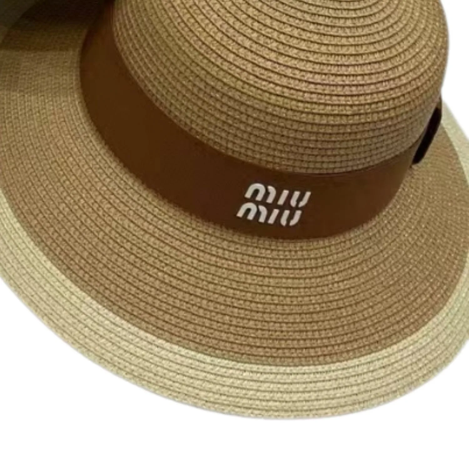 Miu Miu Wide Brim Sun Hat Raffia Dark Beige / - Image 4