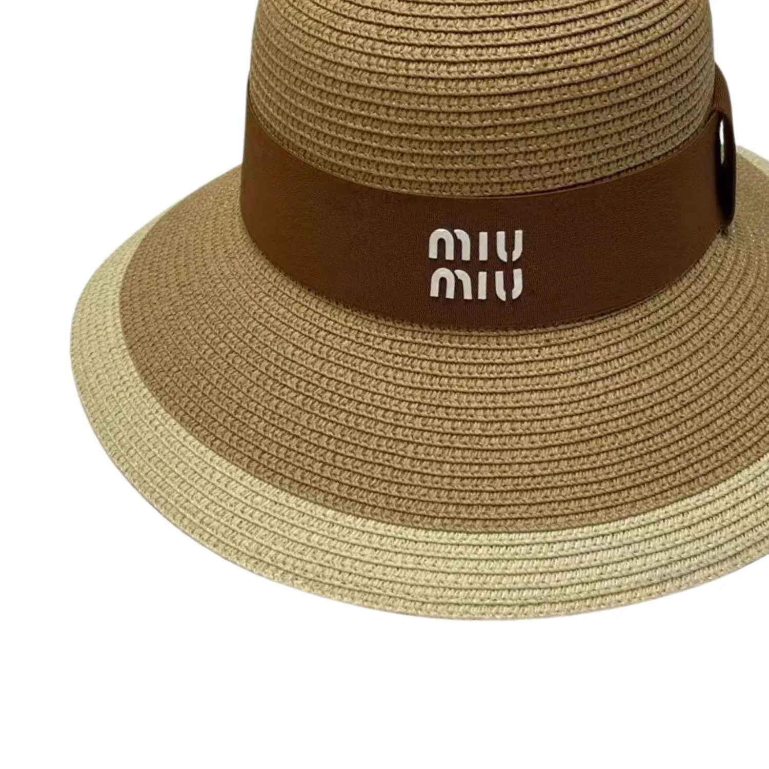 Miu Miu Wide Brim Sun Hat Raffia Dark Beige / - Image 3