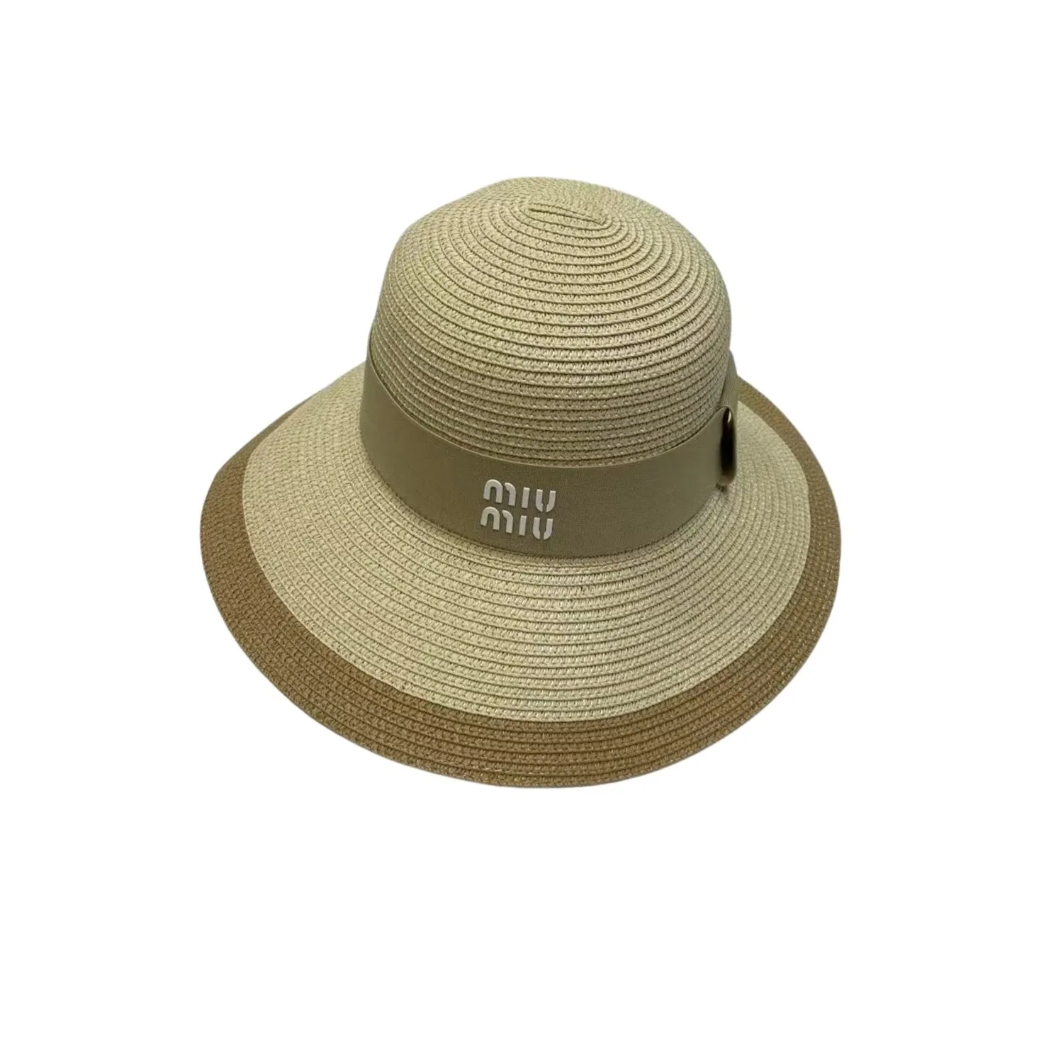 Miu Miu Wide Brim Sun Hat Raffia Beige / - Image 4