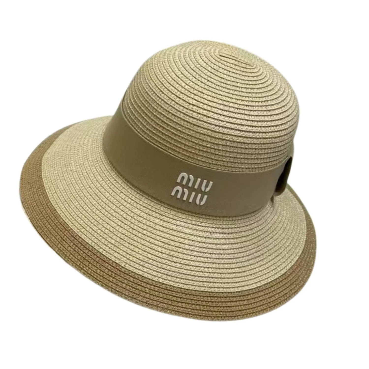 Miu Miu Wide Brim Sun Hat Raffia Beige / - Image 3
