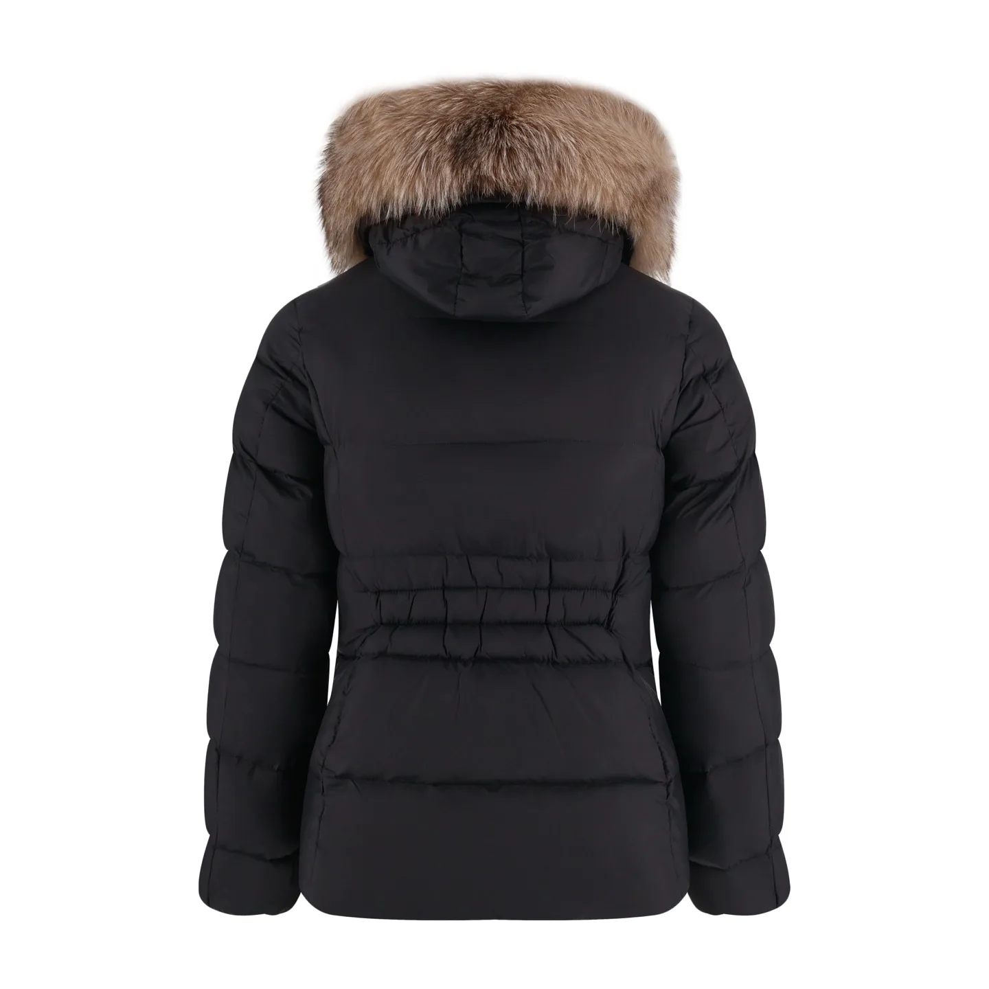 Alternative view of Moncler Boed Hooded Shearling-Trimmed Short Down Jacket Black
