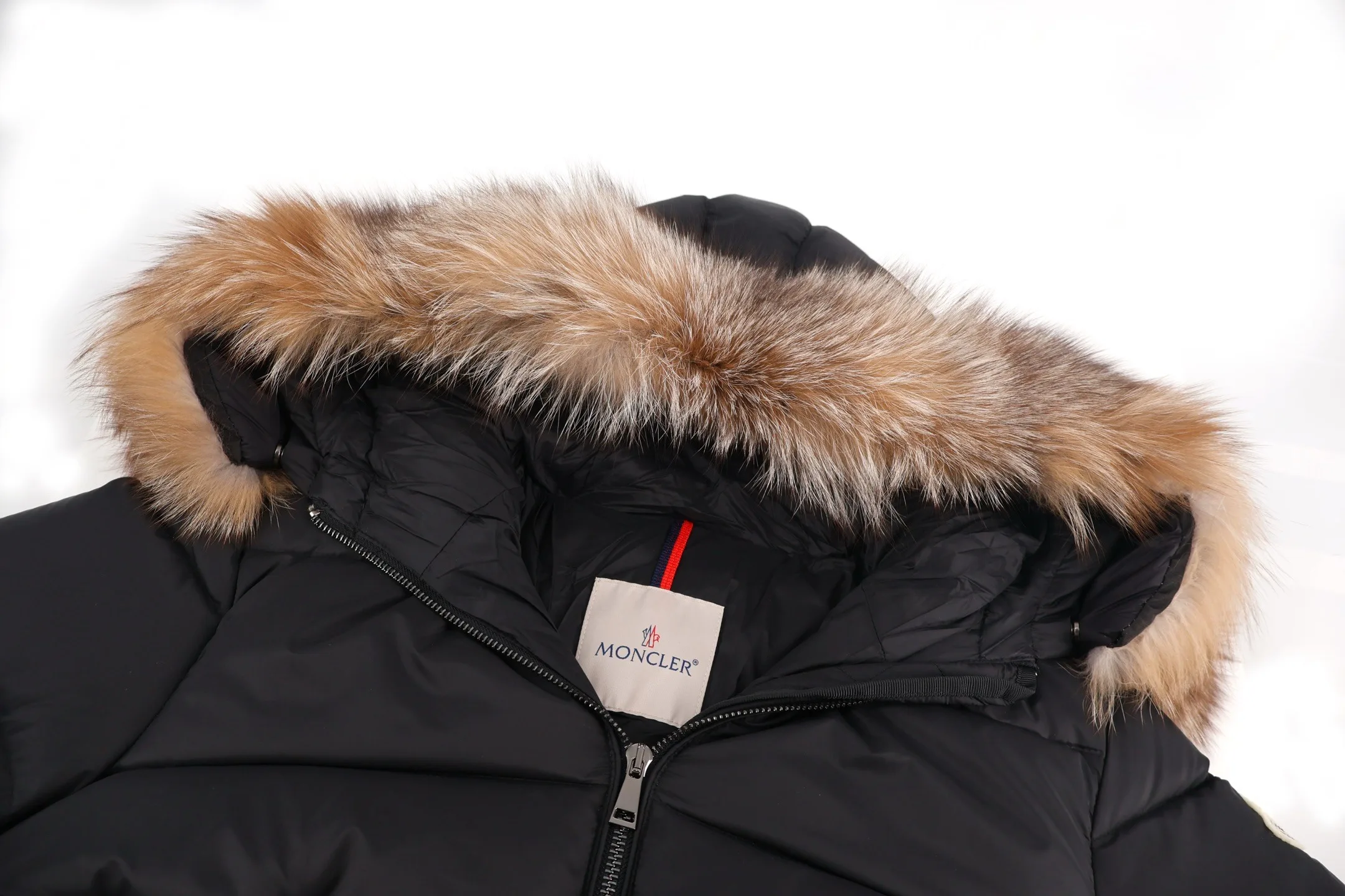 Moncler Boed Hooded Shearling-Trimmed Short Down Jacket Black - Image 7