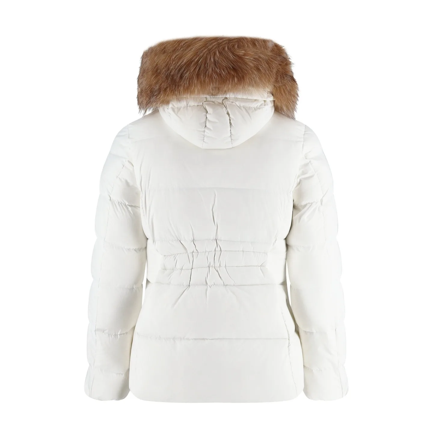 Alternative view of Moncler Boed Hooded Shearling-Trimmed Short Down Jacket White