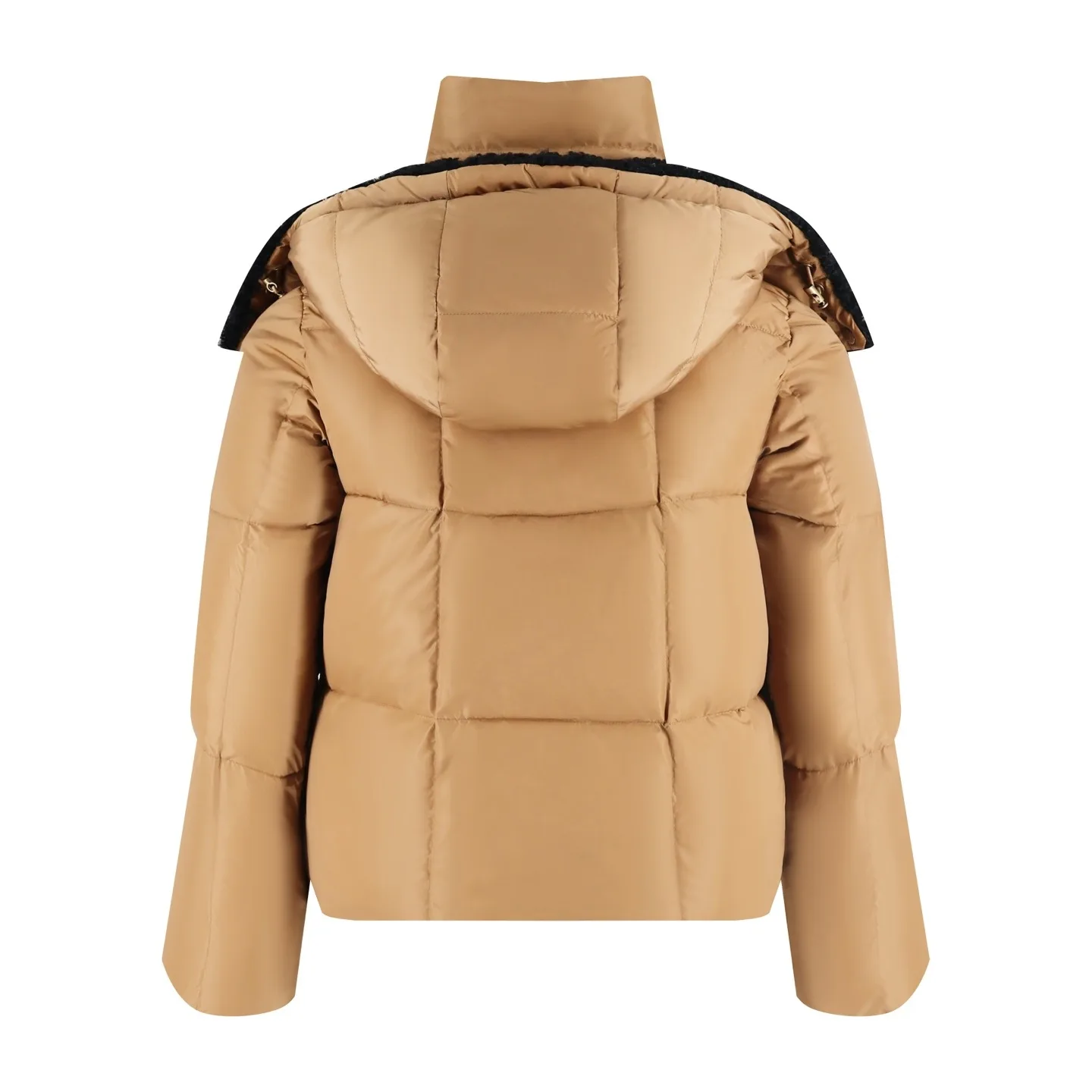 Alternative view of Moncler Castelnou Square-Quilted Hooded Short Down Jacket Beige