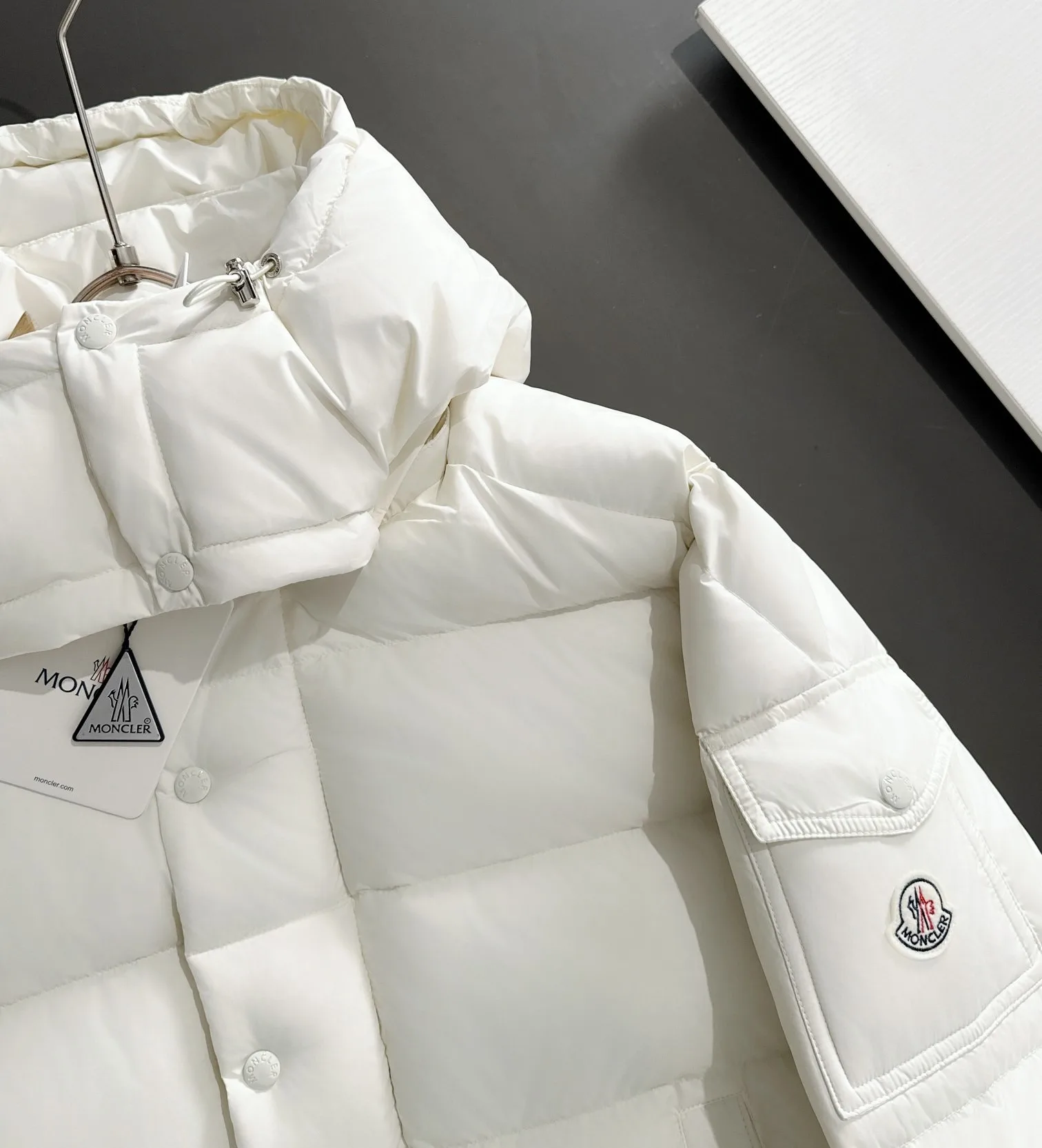 Moncler Maya 70 Hooded Short Down Jacket White - Image 6