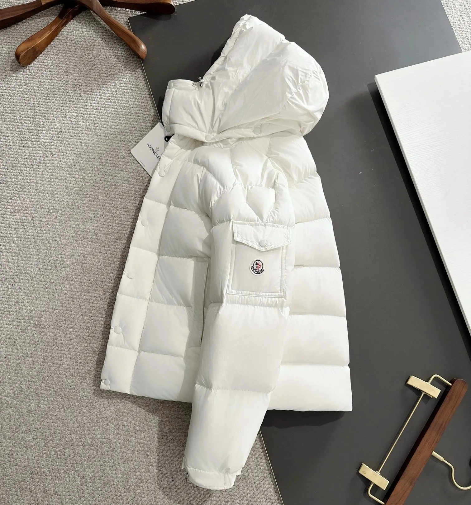 Moncler Maya 70 Hooded Short Down Jacket White - Image 5