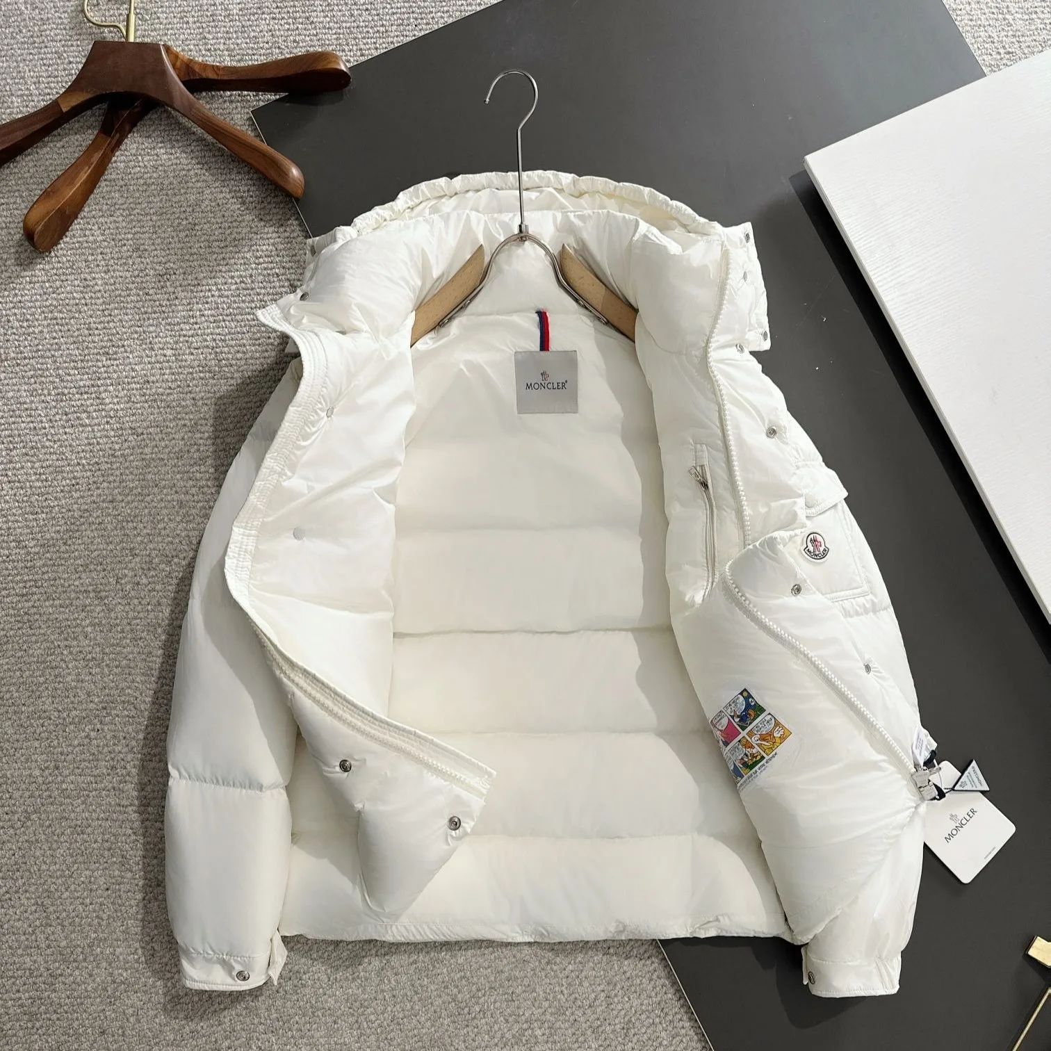 Moncler Maya 70 Hooded Short Down Jacket White - Image 8