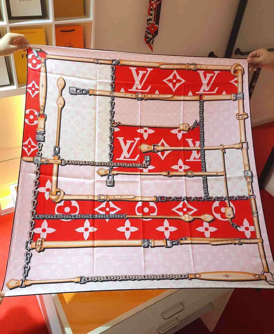 Louis Vuitton Monogram Confidential Square 90 Red - Image 3
