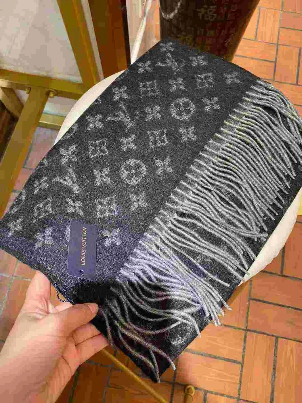 Monogram Gradient Scarf Black - Image 5