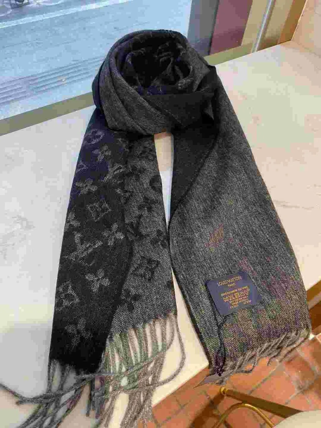 Monogram Gradient Scarf Black - Image 4