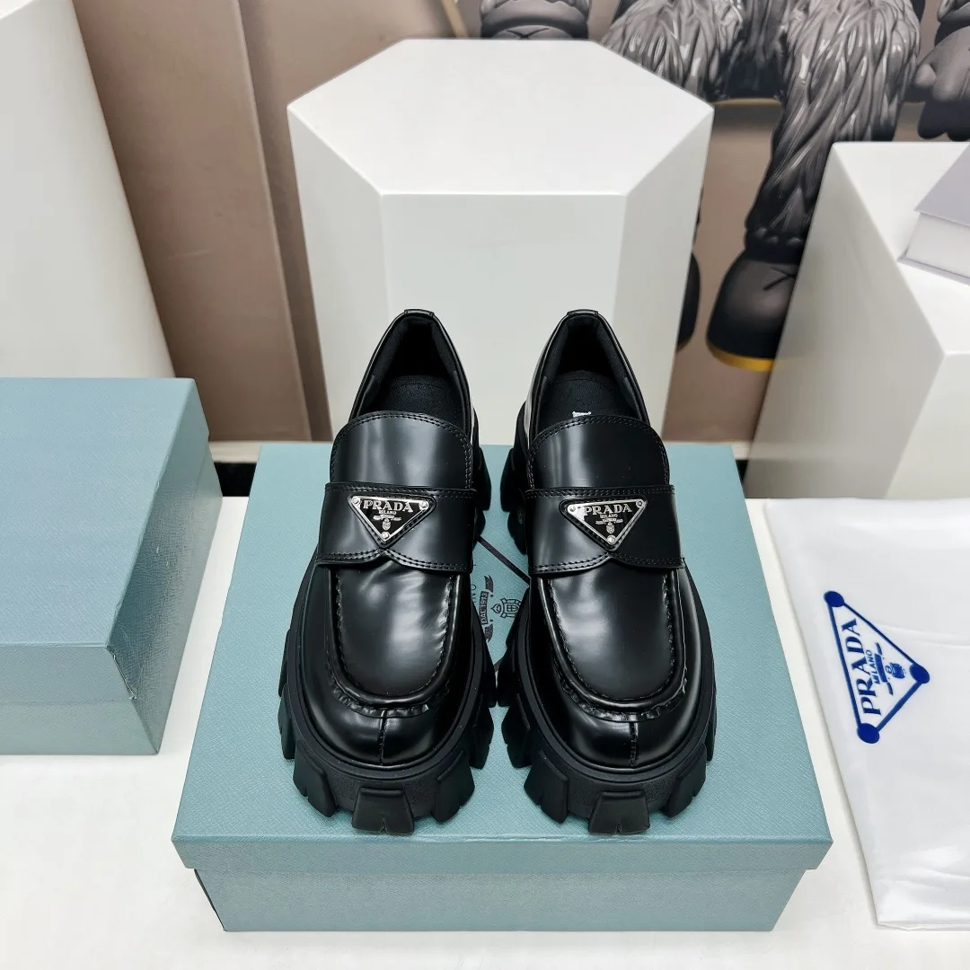Prada Monolith Ombré Brushed Loafers Black / 1D649M_3LMH_F0I89_F_B055 - Image 5