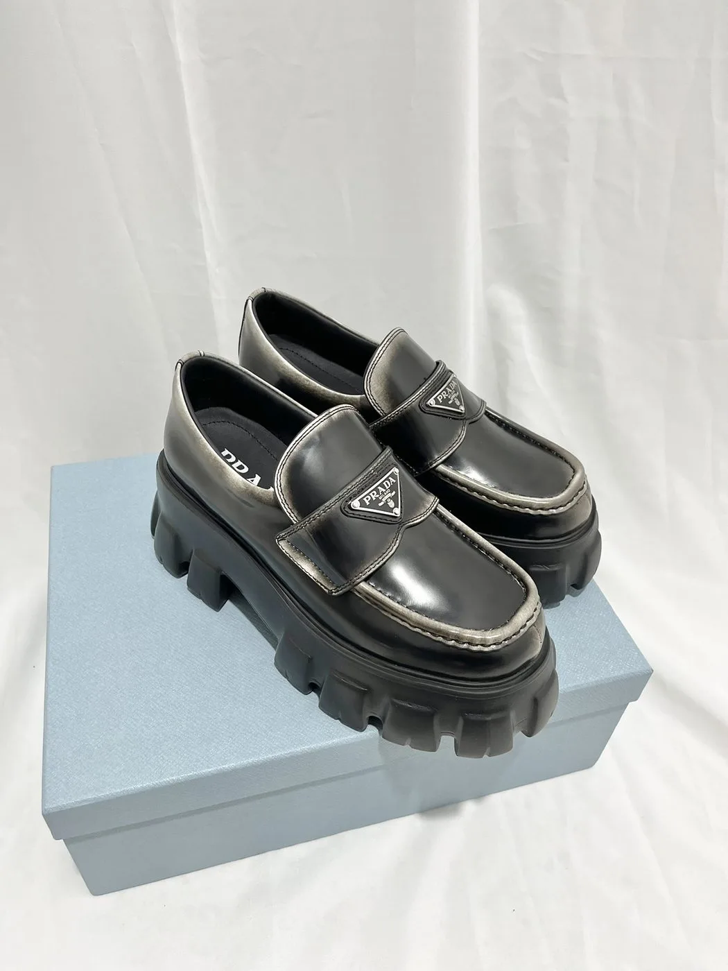 Prada Monolith Ombré Brushed Loafers Light Black / - Image 5