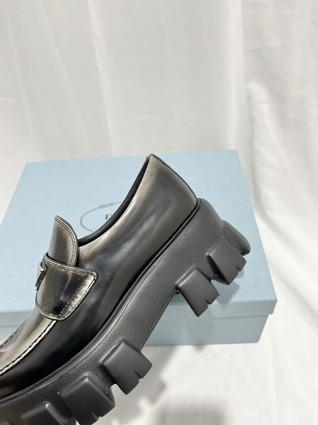 Prada Monolith Ombré Brushed Loafers Light Black / - Image 2