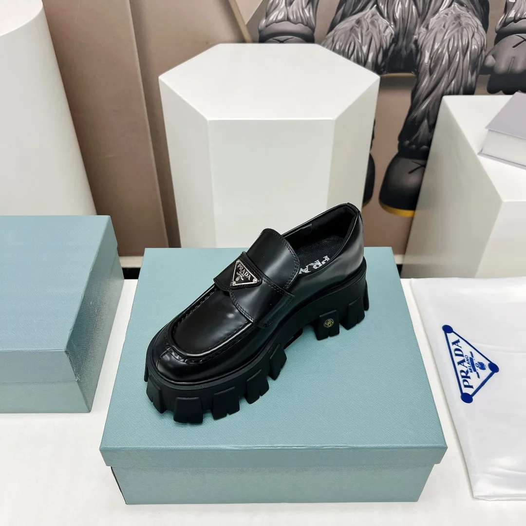 Prada Monolith Ombré Brushed Loafers Black / 1D649M_3LMH_F0I89_F_B055 - Image 3
