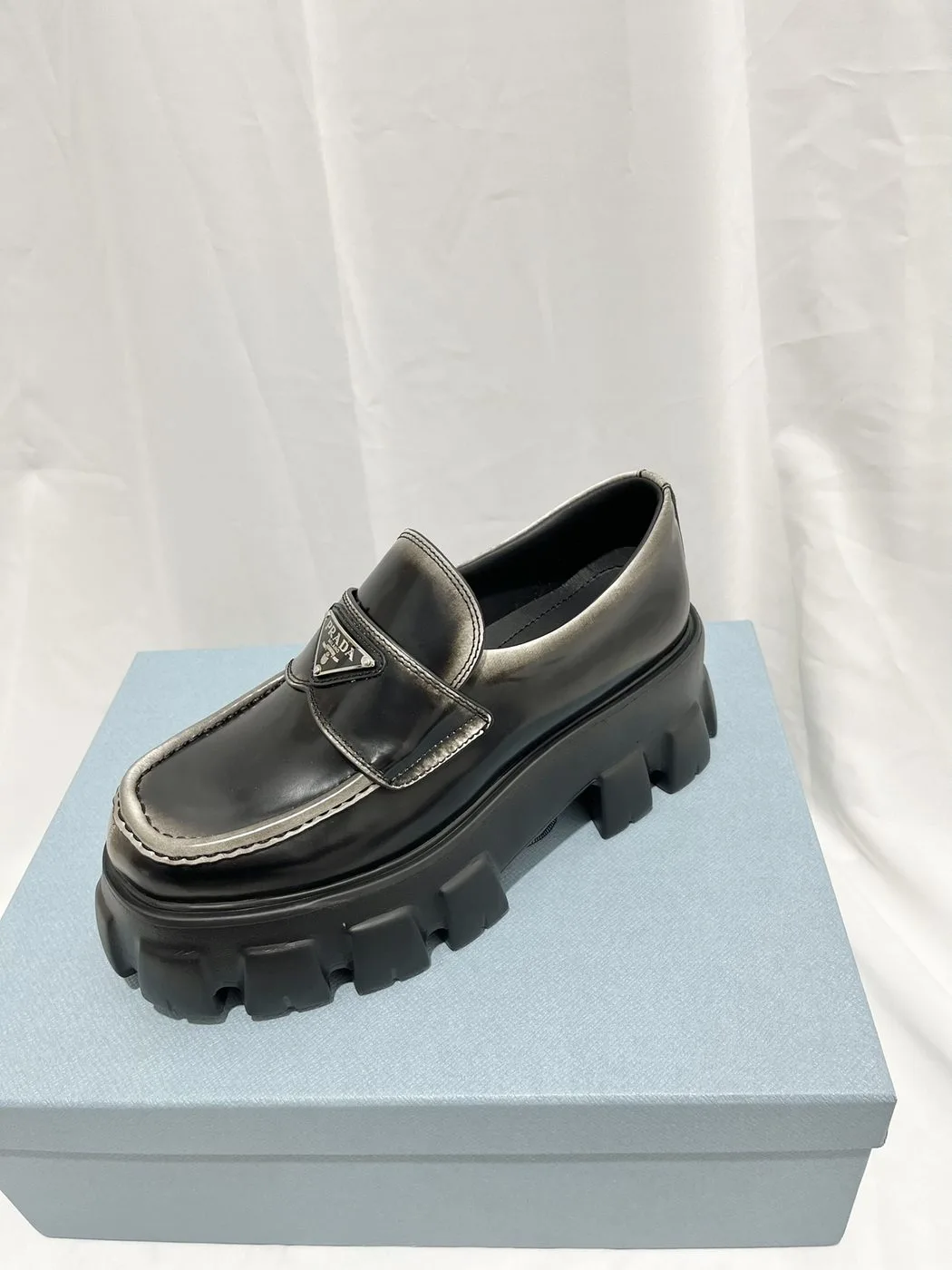 Prada Monolith Ombré Brushed Loafers Light Black / - Image 3