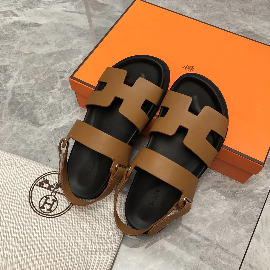 Hermes Chypre Blanc Sandal Brown - Image 4