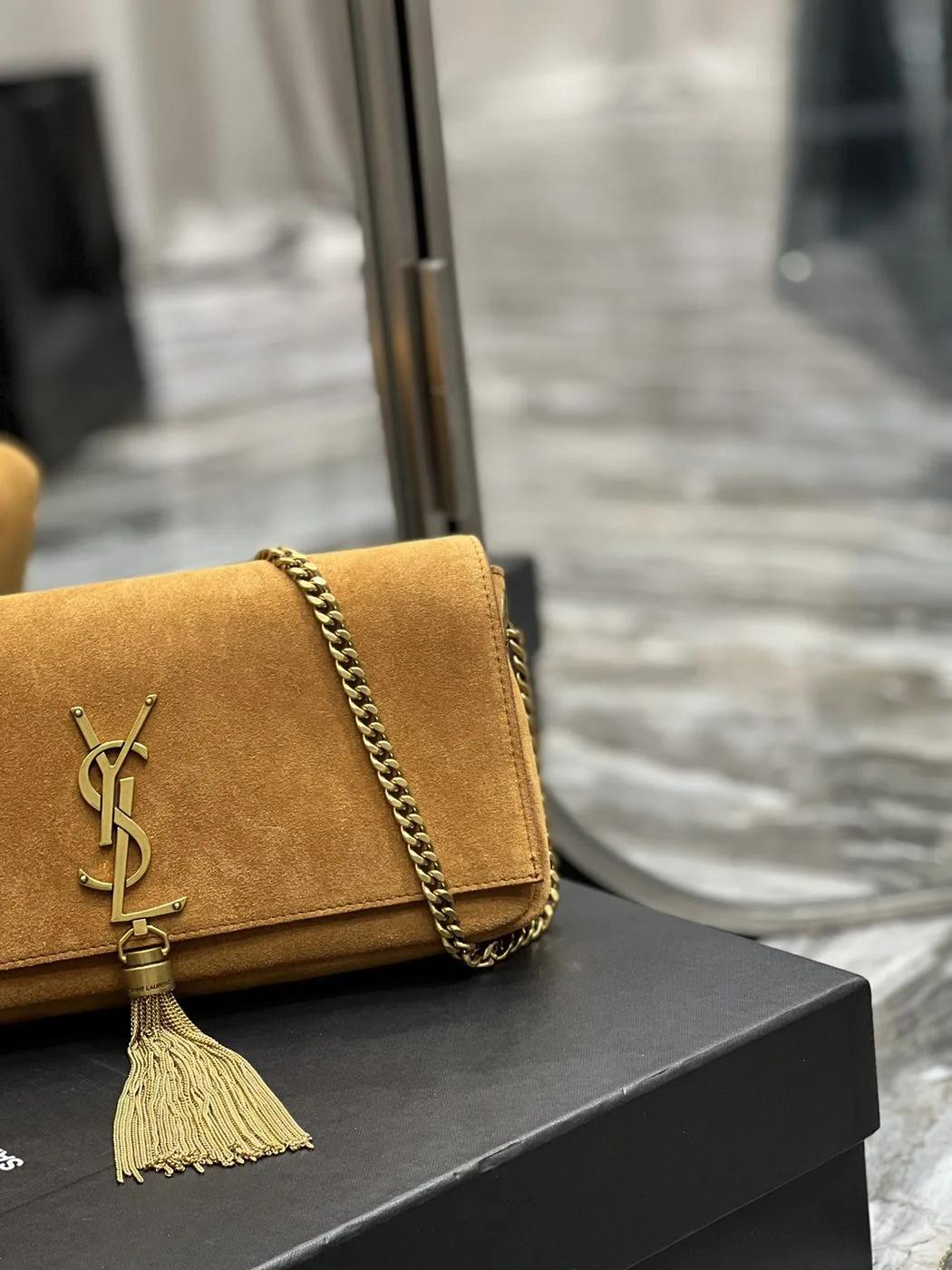 Saint Laurent Kate 99 Chain Bag With Tassel Brown - Image 4